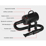 2800W Dog Dryer High Velocity Pet Dog Pet Blow Dryer Adjustable Speed 4 Nozzles Black Unbranded