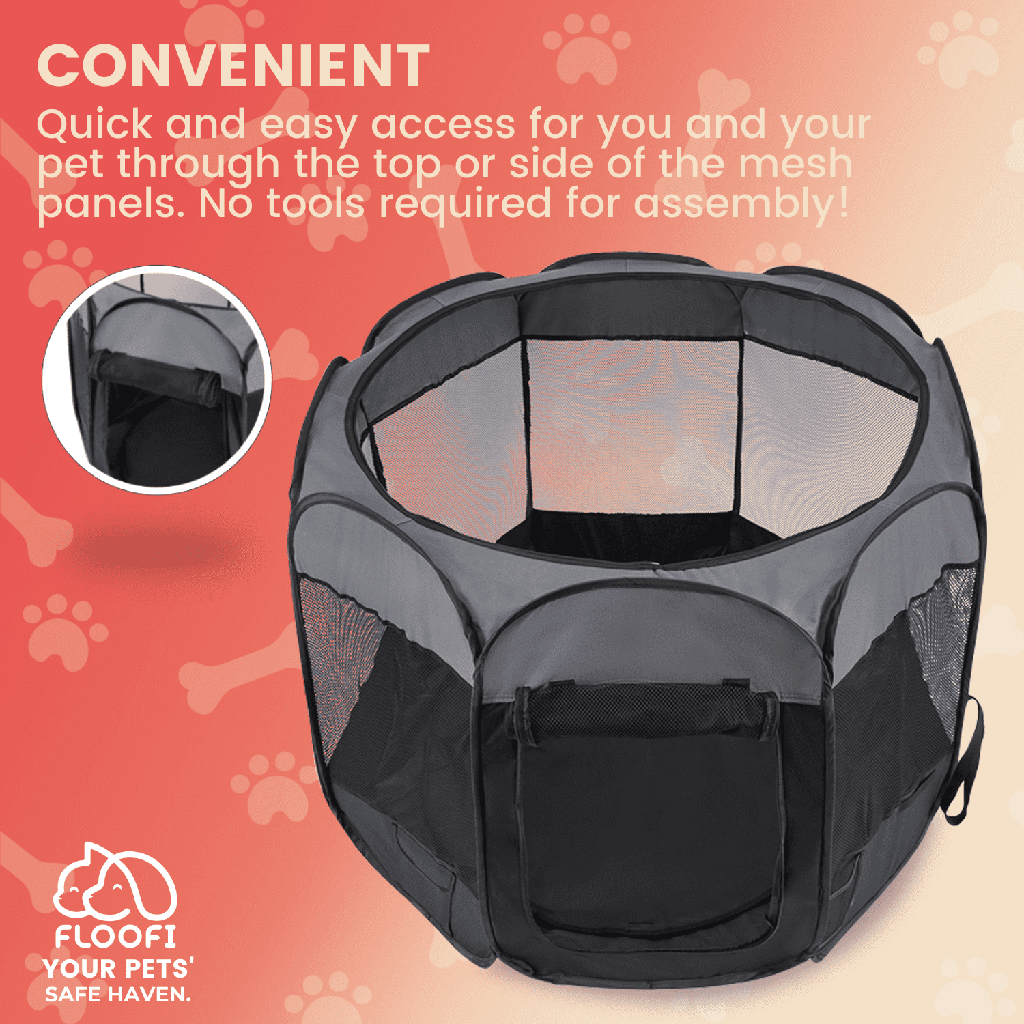 Floofi Oxford Playpen Grey (120cm) Floofi