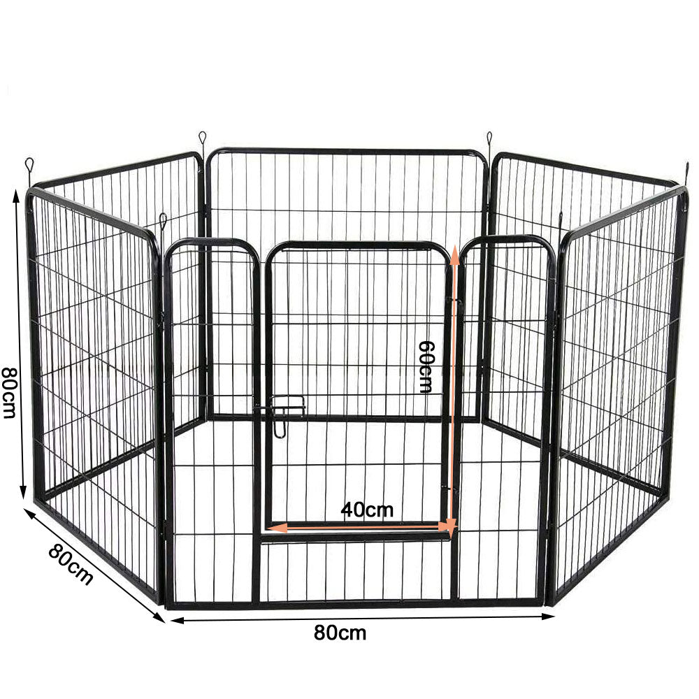 6 Panel Pet Dog Cat Bunny Puppy Play pen Playpen 80x80cm Exercise Cage Dog Panel Fence Petsleisure