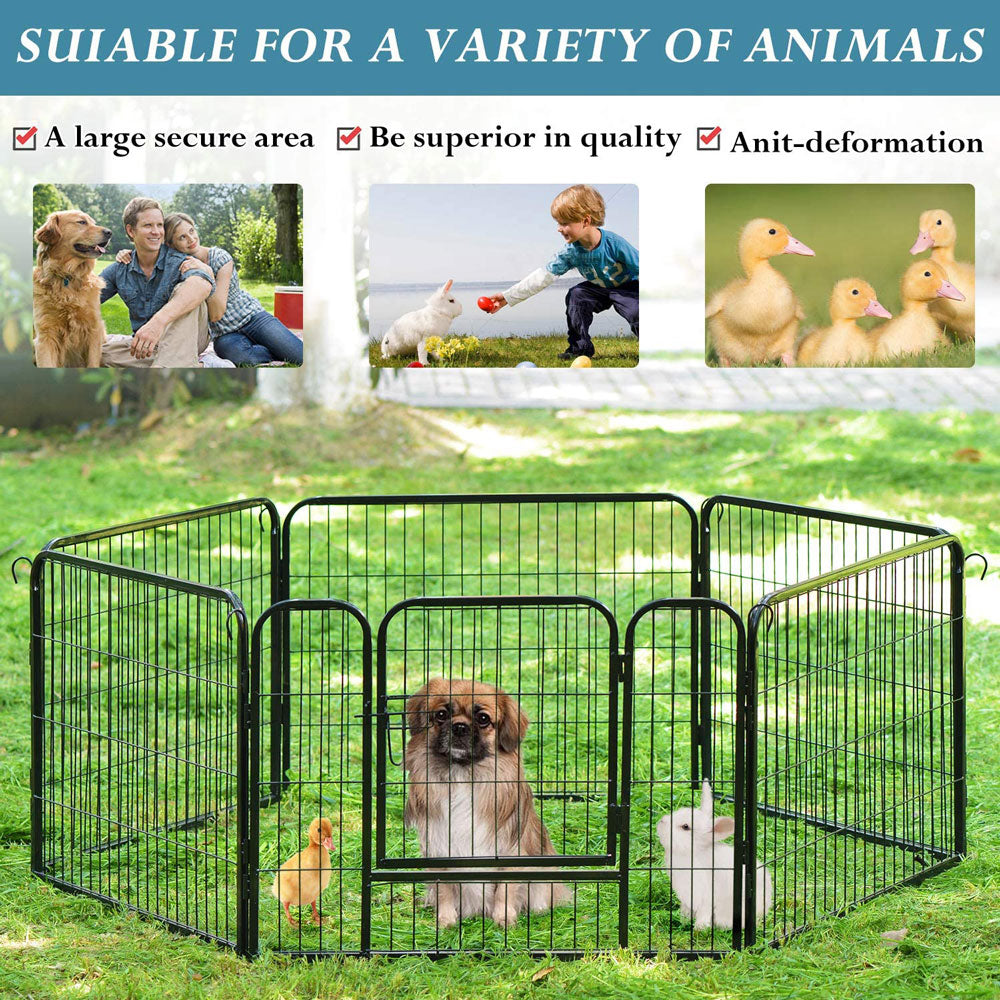 6 Panel Pet Dog Cat Bunny Puppy Play pen Playpen 80x80cm Exercise Cage Dog Panel Fence Petsleisure