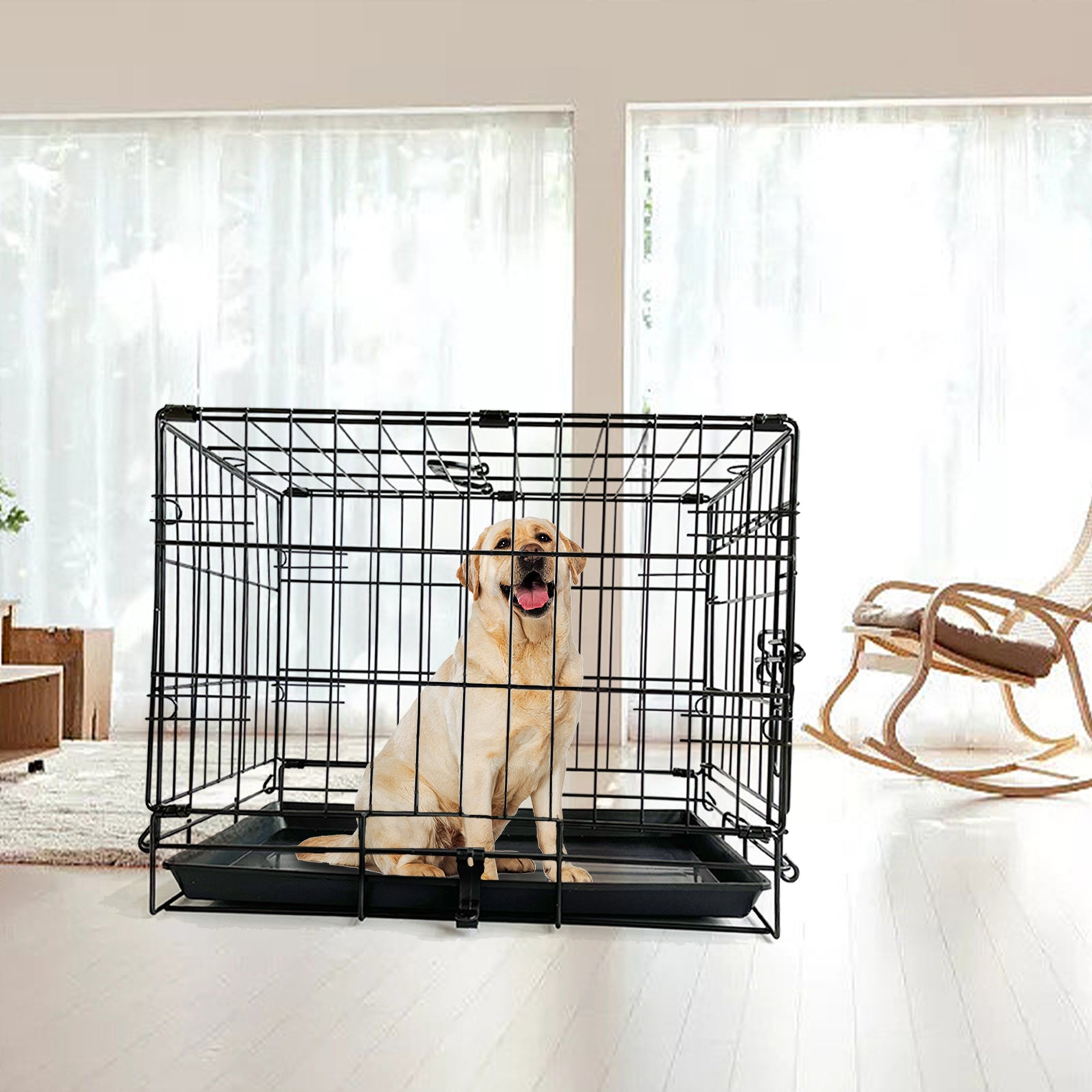36" Pet Dog Cage Kennel Metal Crate Enlarged Thickened Reinforced Pet Dog House Petsleisure