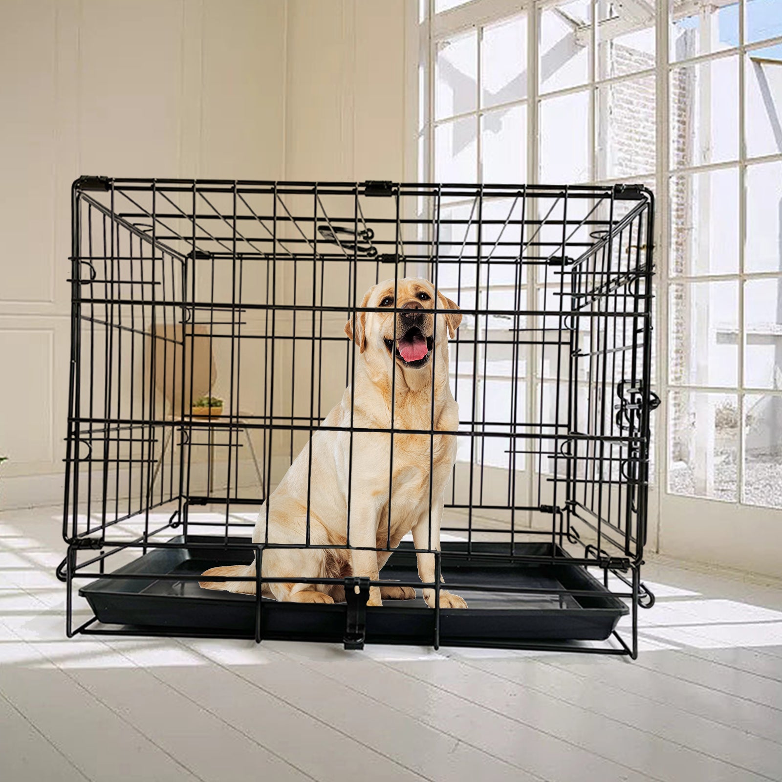 36" Pet Dog Cage Kennel Metal Crate Enlarged Thickened Reinforced Pet Dog House Petsleisure