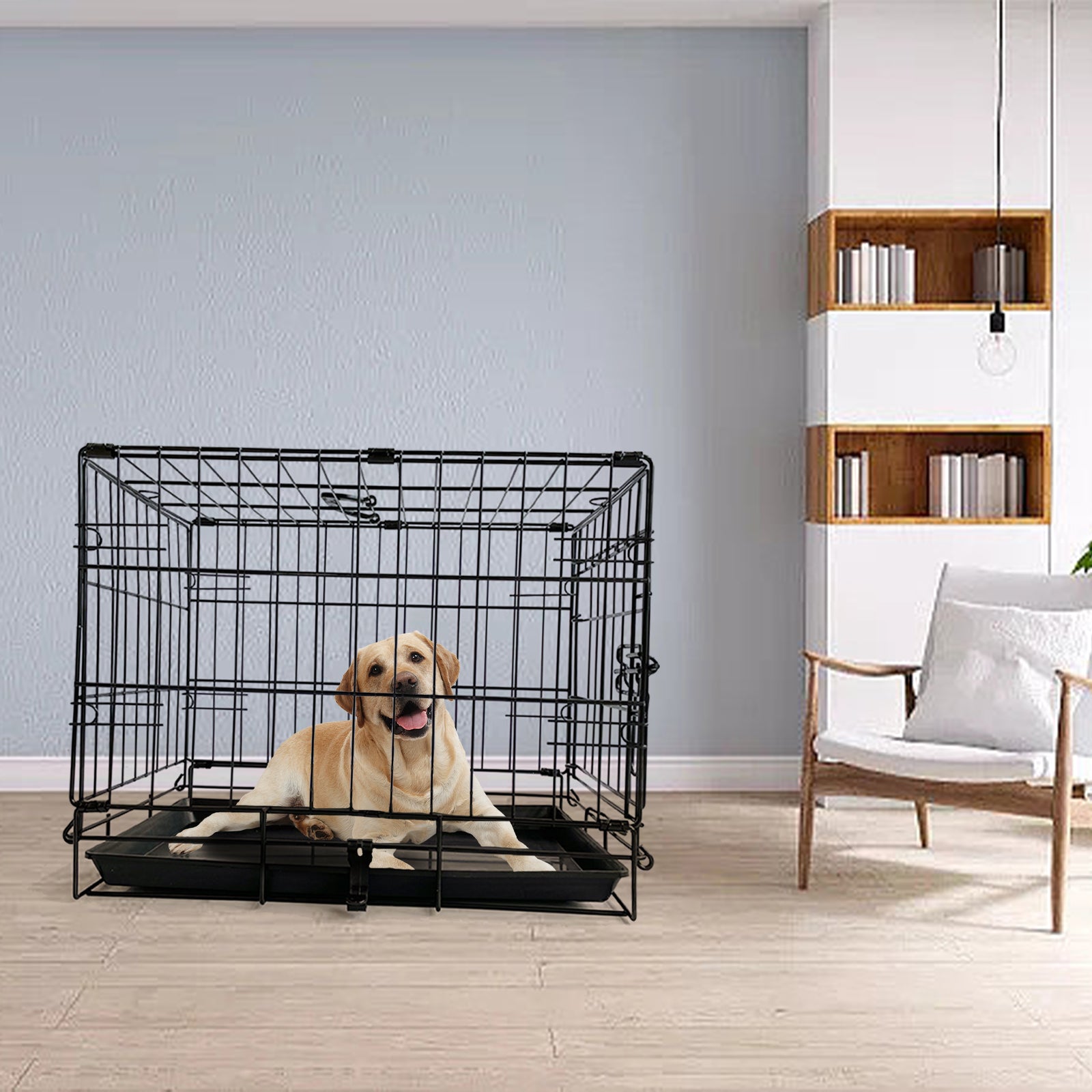 48 Inch Pet Dog Cage Kennel Metal Crate Enlarged Thickened Reinforced Pet Dog House Petsleisure