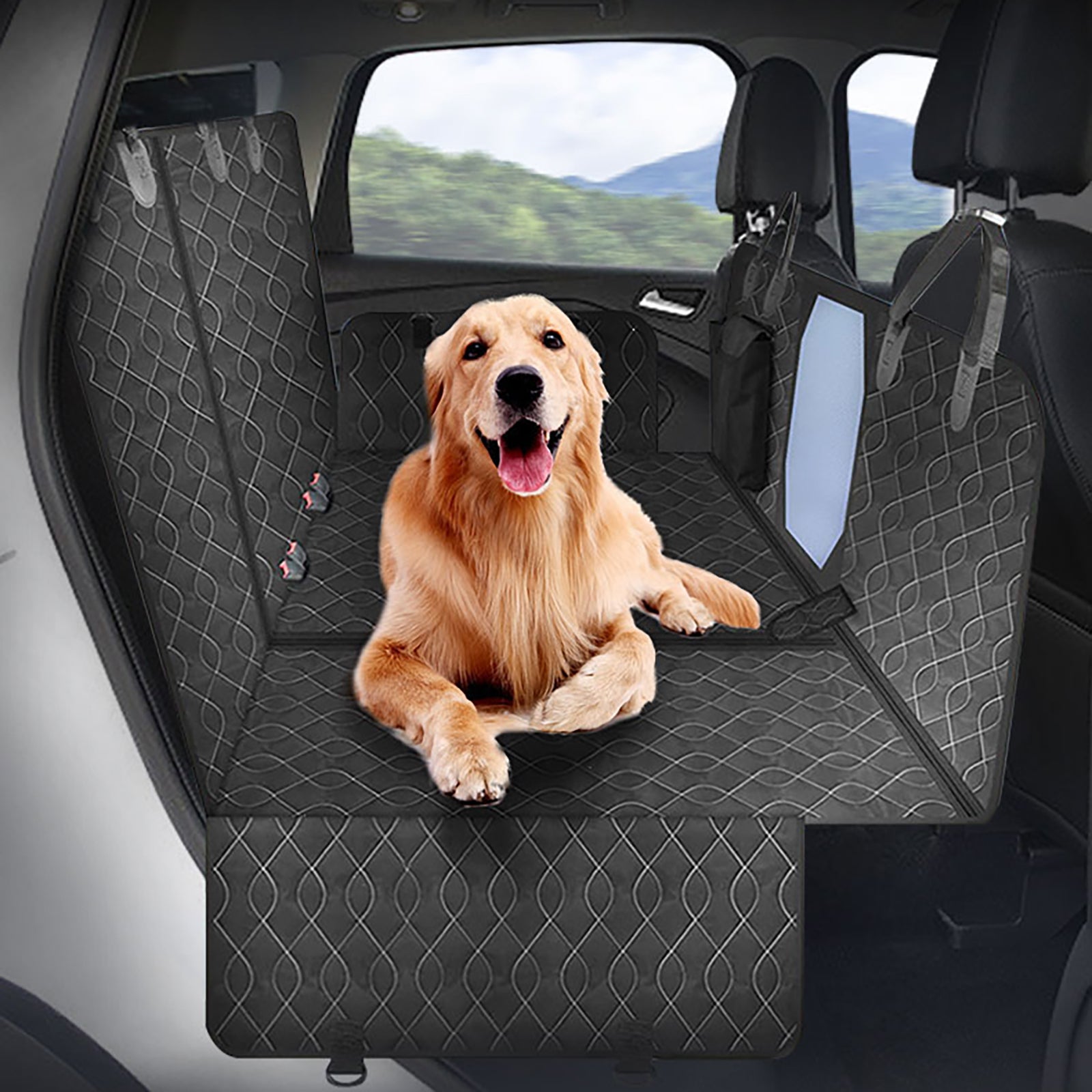 4-in-1 Multi-Function Car Back Seat Cover Pet Dog Waterproof Hammock Protective Pad Petsleisure