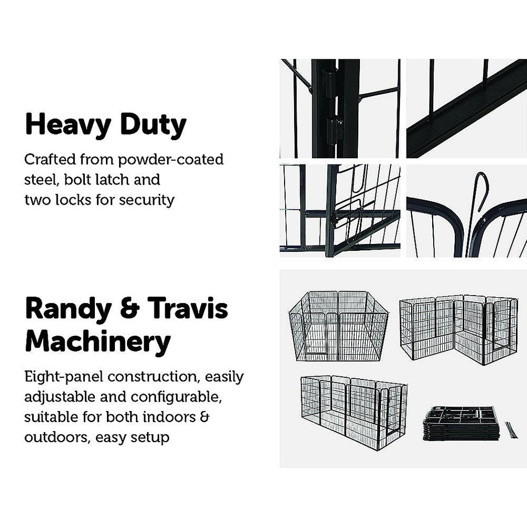 8 Panel Heavy Duty Pet Dog Playpen Puppy Exercise Fence Enclosure Cage Randy & Travis Machinery