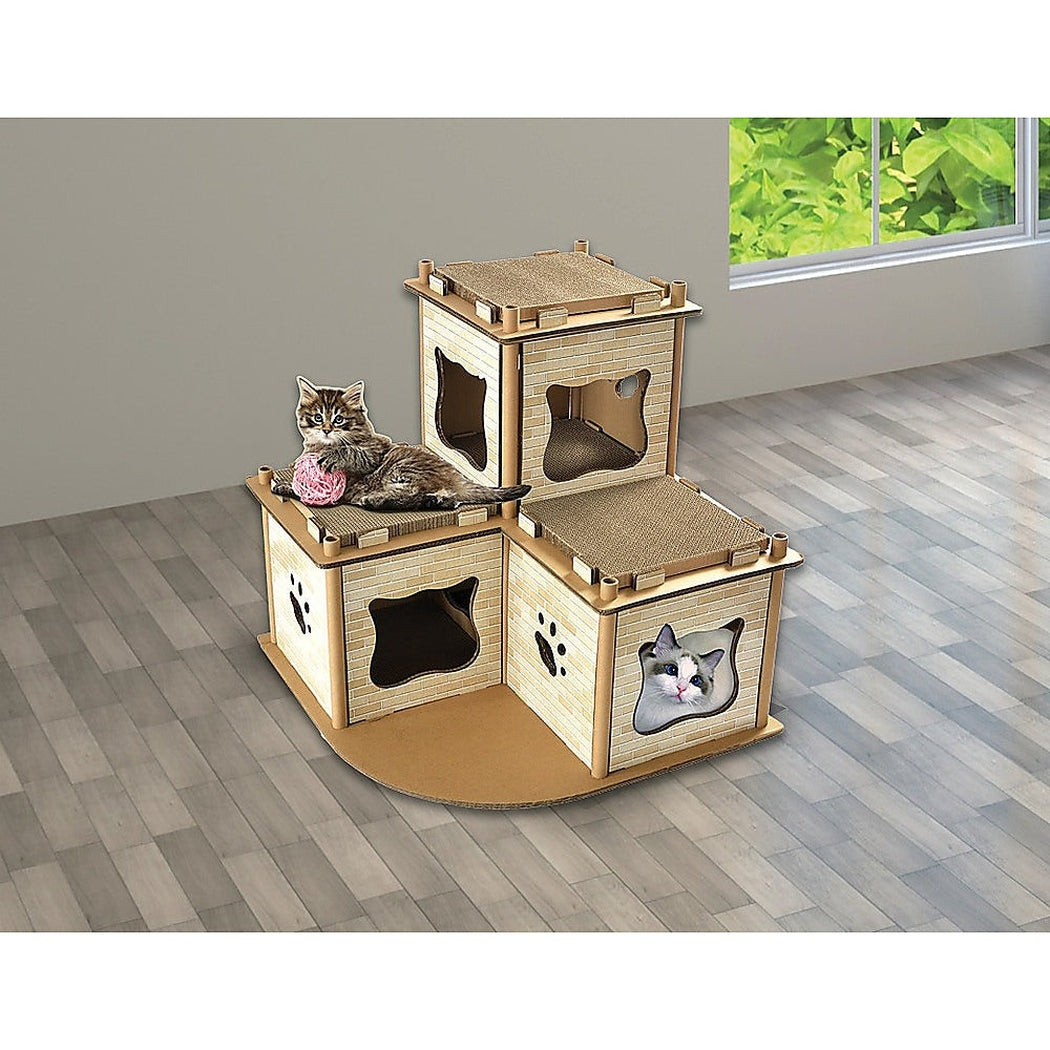 Cat Cardboard House Tree Tower Condo Scratcher Pet Post Pad Mat Furniture Randy & Travis Machinery