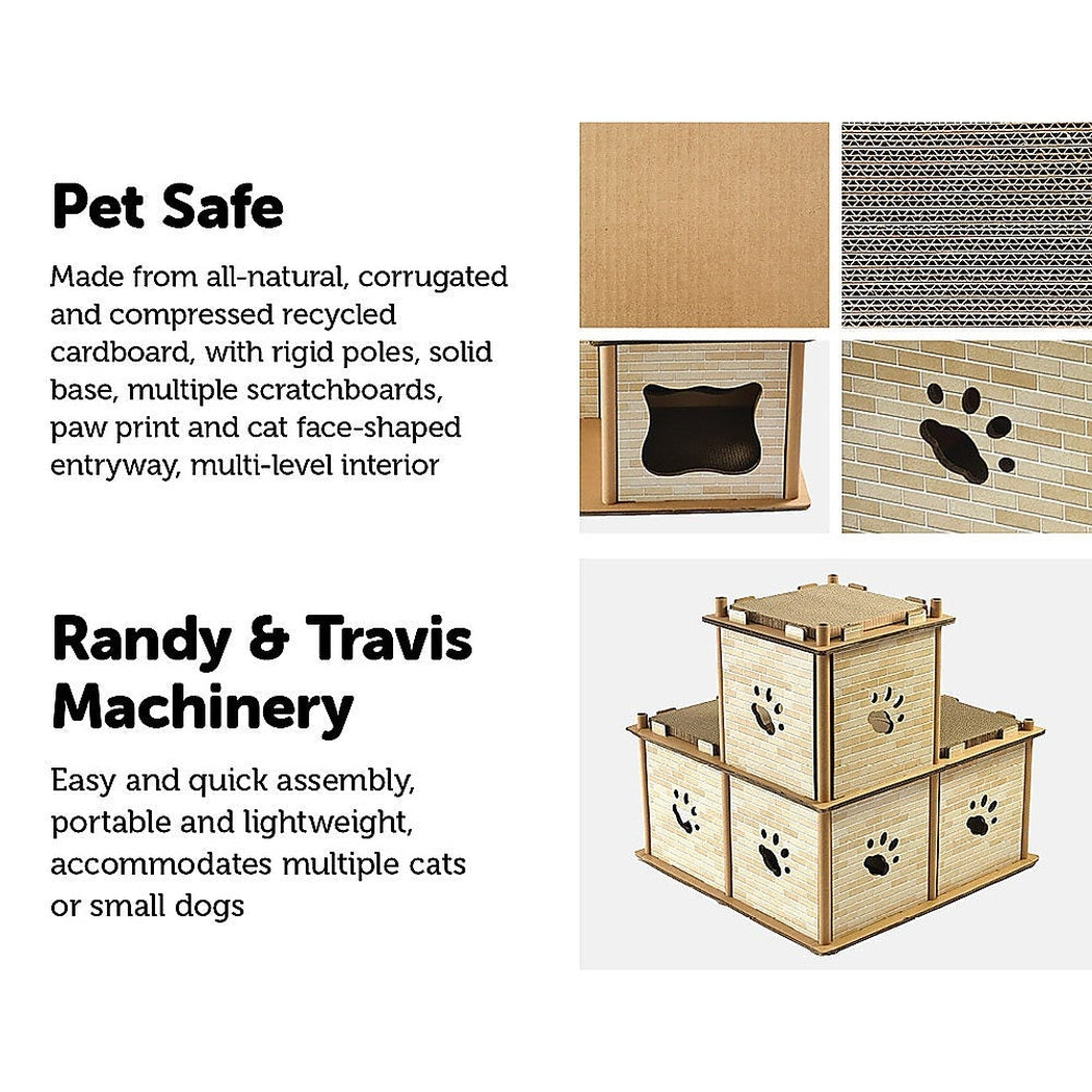 Cat Cardboard House Tree Tower Condo Scratcher Pet Post Pad Mat Furniture Randy & Travis Machinery