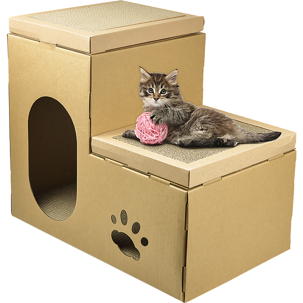 Cat Cardboard House Tree Tower Condo Scratcher Pet Post Pad Mat Furniture Randy & Travis Machinery