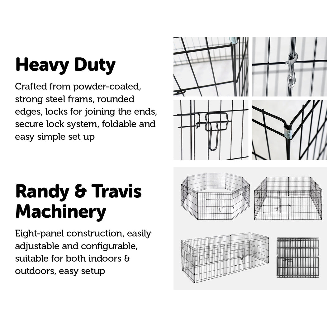 24" 8 Panel Pet Dog Playpen Puppy Exercise Cage Enclosure Fence Play Pen Randy & Travis Machinery