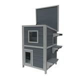 Cat House Weatherproof 2-Story Indoor Outdoor Wooden Shelter Bitumen Roof Unbranded