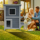 Cat House Weatherproof 2-Story Indoor Outdoor Wooden Shelter Bitumen Roof Unbranded