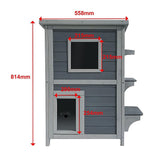 Cat House Weatherproof 2-Story Indoor Outdoor Wooden Shelter Bitumen Roof Unbranded