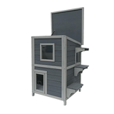 Cat House Weatherproof 2-Story Indoor Outdoor Wooden Shelter Bitumen Roof Unbranded