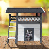 Cat House Weatherproof 2-Story Indoor Outdoor Wooden Shelter Bitumen Roof Unbranded