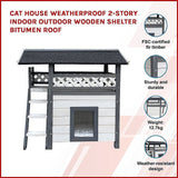 Cat House Weatherproof 2-Story Indoor Outdoor Wooden Shelter Bitumen Roof Unbranded