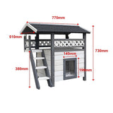Cat House Weatherproof 2-Story Indoor Outdoor Wooden Shelter Bitumen Roof Unbranded