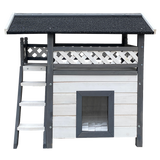 Cat House Weatherproof 2-Story Indoor Outdoor Wooden Shelter Bitumen Roof
