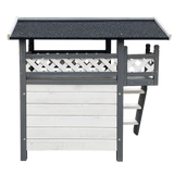 Cat House Weatherproof 2-Story Indoor Outdoor Wooden Shelter Bitumen Roof Unbranded