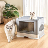 Jumbo Hooded Cat Litter Box Tray Pet Kitty Toilet for Large Cats w Hair Grooming Randy & Travis Machinery