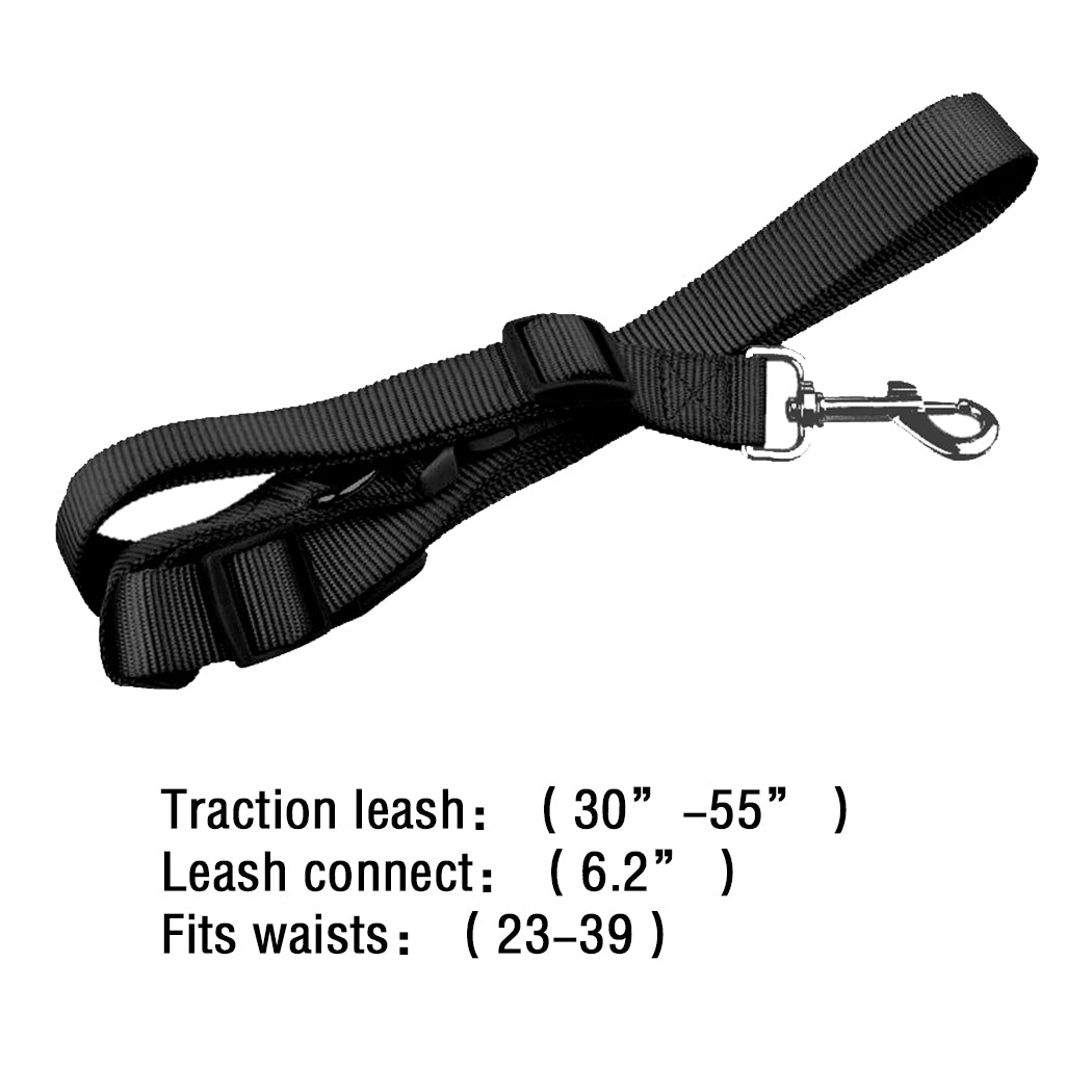 Adjustable Dog Hands Free Leash Waist Belt Buddy Jogging Walking Running Black Uniwide