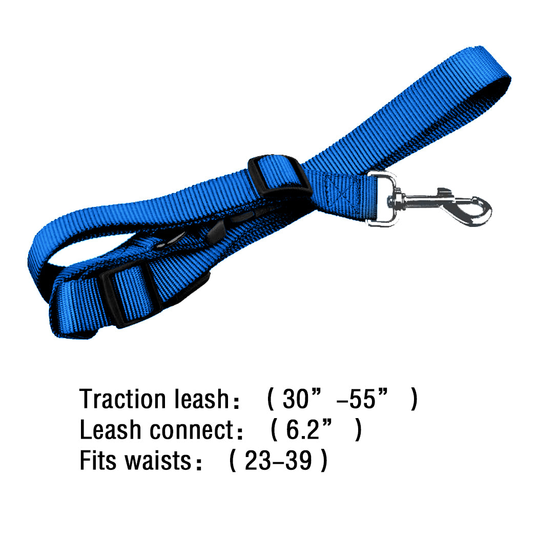 Adjustable Dog Hands Free Leash Waist Belt Buddy Jogging Walking Running Blue Uniwide