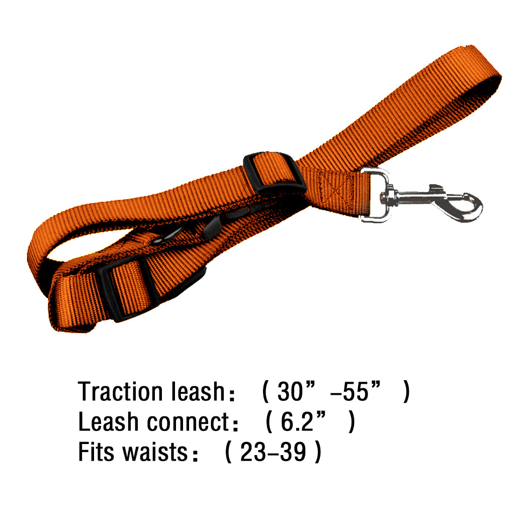 Adjustable Dog Hands Free Leash Waist Belt Buddy Jogging Walking Running Orange Uniwide