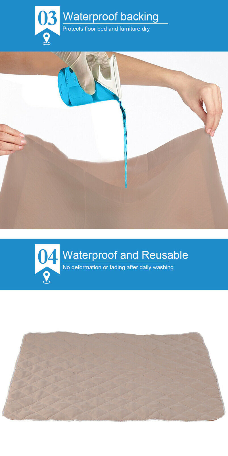 PaWz 2 Pcs 120x180 cm Reusable Waterproof Pet Puppy Toilet Training Pads PaWz
