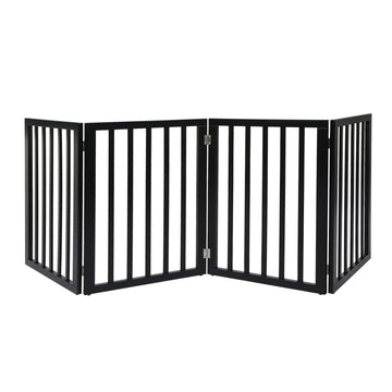 PaWz 4 Panels Wooden Pet Gate Dog Fence Safety Stair Barrier Security Door Black PaWz