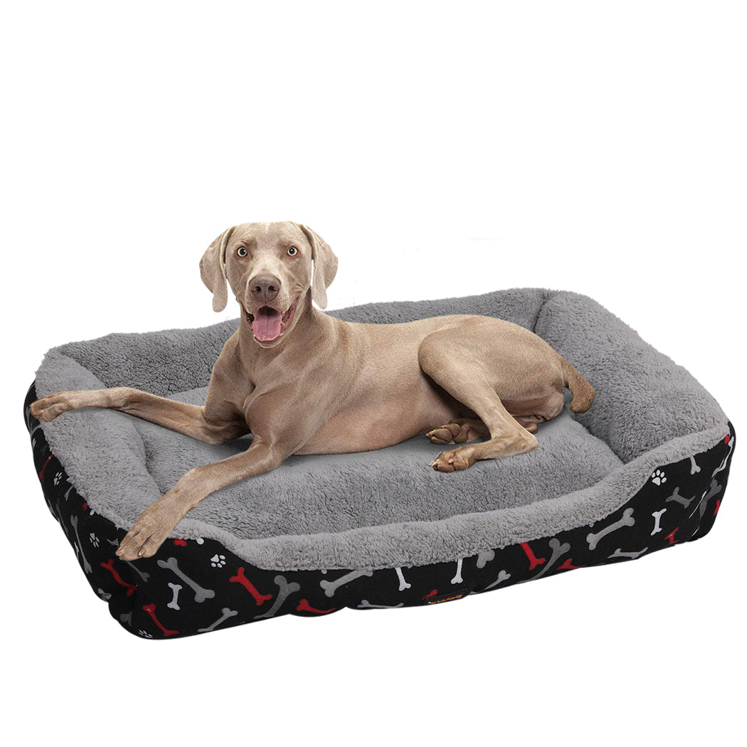 PaWz Pet Dog Cat Bed Deluxe Soft Cushion Lining Warm Kennel Black Bone XL PaWz