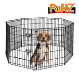 PaWz Pet Dog Playpen Puppy Exercise 8 Panel Enclosure Fence Black With Door 42" PaWz