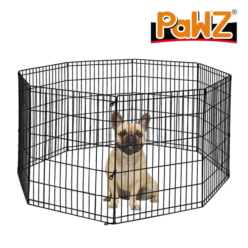 PaWz Pet Dog Playpen Puppy Exercise 8 Panel Fence Black Extension No Door 42" PaWz