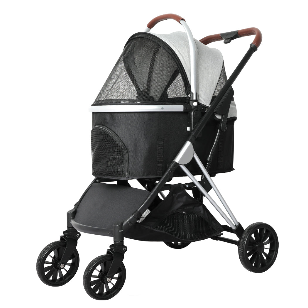 PaWz 4 Wheels Pet Stroller Dog Cat Pram Carrier Travel Foldable Aluminium 50kg PaWz
