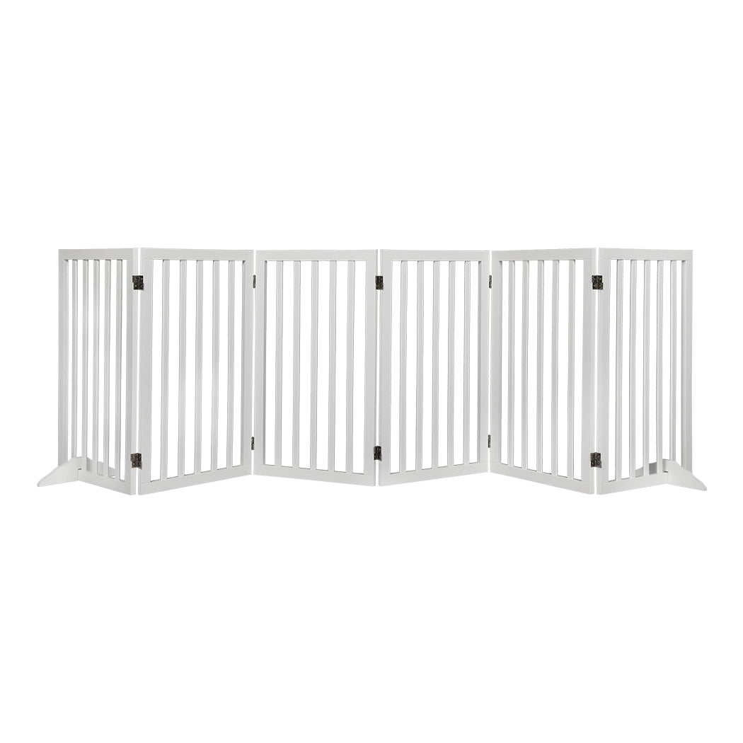 PaWz Wooden Pet Gate Dog Fence Safety Stair Barrier Security Door 6 Panel Large Petsleisure
