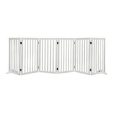 PaWz Wooden Pet Gate Dog Fence Safety Stair Barrier Security Door 6 Panel Large Petsleisure