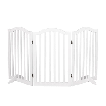 PaWz Wooden Pet Gate Dog Fence Safety Stair Barrier Security Door 3 Panels White PaWz