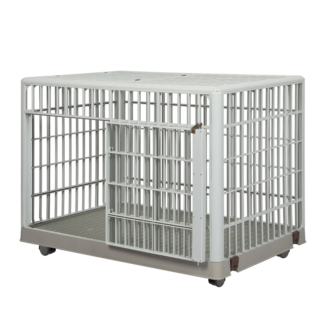 PaWz Dog Crate Pet Kennel Indoor Sturdy ABS Plastic Wheels Double Door S Petsleisure