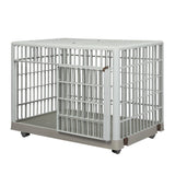 PaWz Dog Crate Pet Kennel Indoor Sturdy ABS Plastic Wheels Double Door S Petsleisure