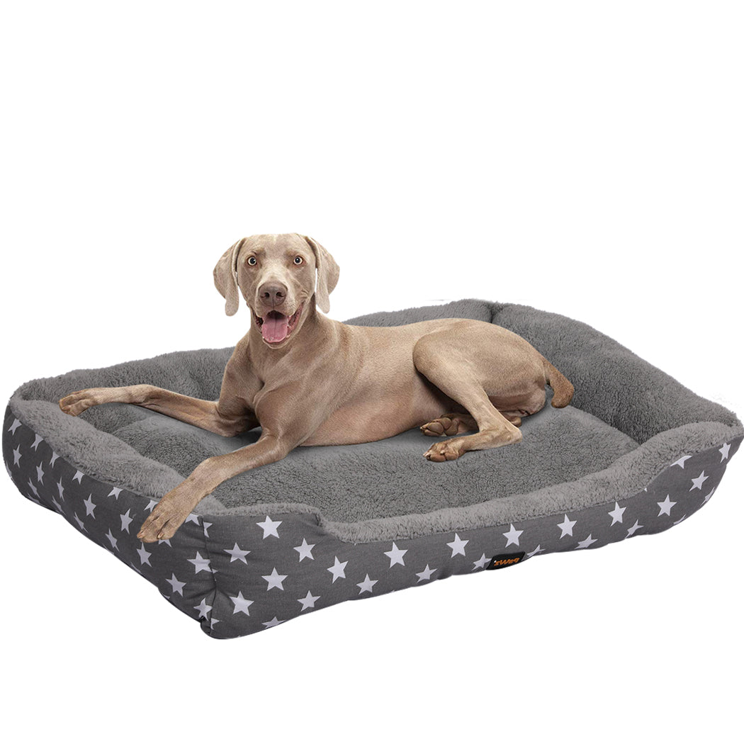 PaWz Pet Dog Cat Bed Deluxe Soft Cushion Lining Warm Kennel Grey Star XL PaWz