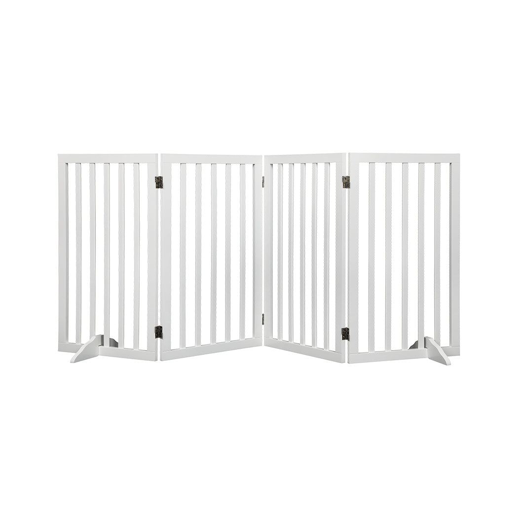 PaWz Wooden Pet Gate Dog Fence Safety Stair Barrier Security Door 4 Panel Large Petsleisure