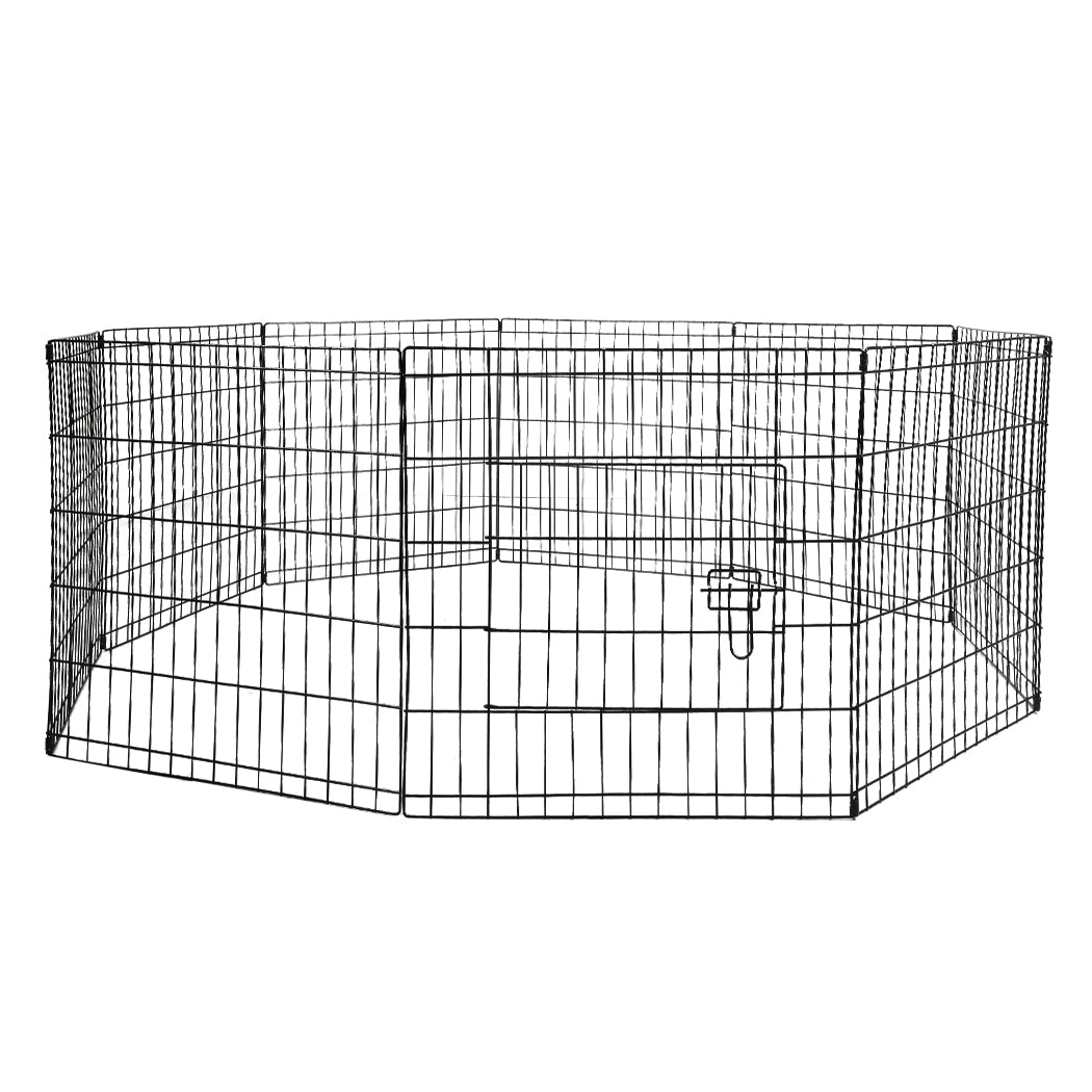 PaWz Pet Dog Playpen Puppy Exercise 8 Panel Enclosure Fence Black With Door 24" PaWz