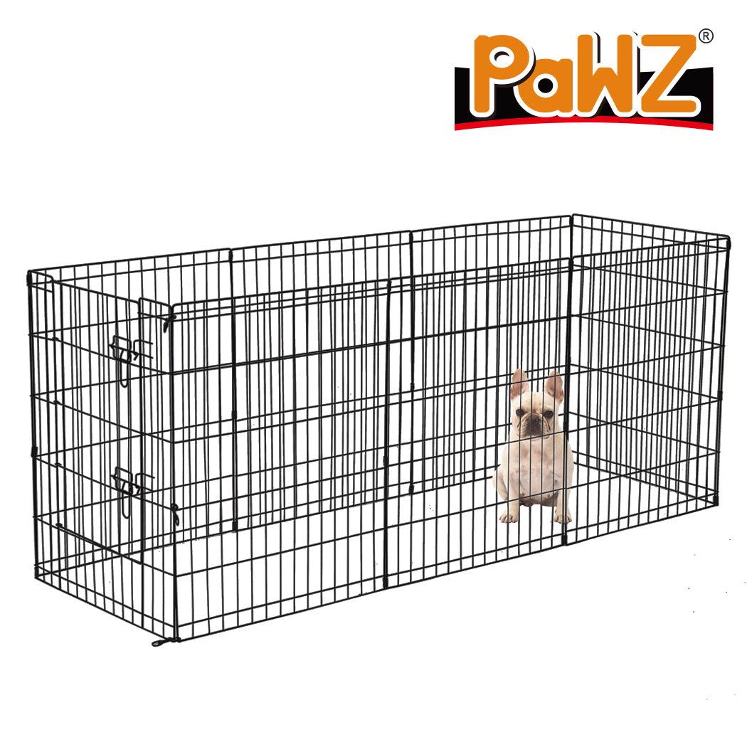 PaWz Pet Dog Playpen Puppy Exercise 8 Panel Enclosure Fence Black With Door 30" PaWz