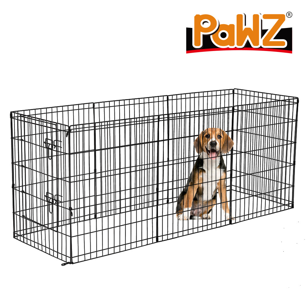 PaWz Pet Dog Playpen Puppy Exercise 8 Panel Enclosure Fence Black With Door 42" PaWz