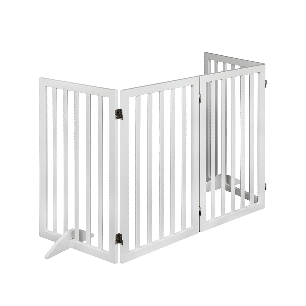 PaWz Wooden Pet Gate Dog Fence Safety Stair Barrier Security Door 4 Panel Large Petsleisure