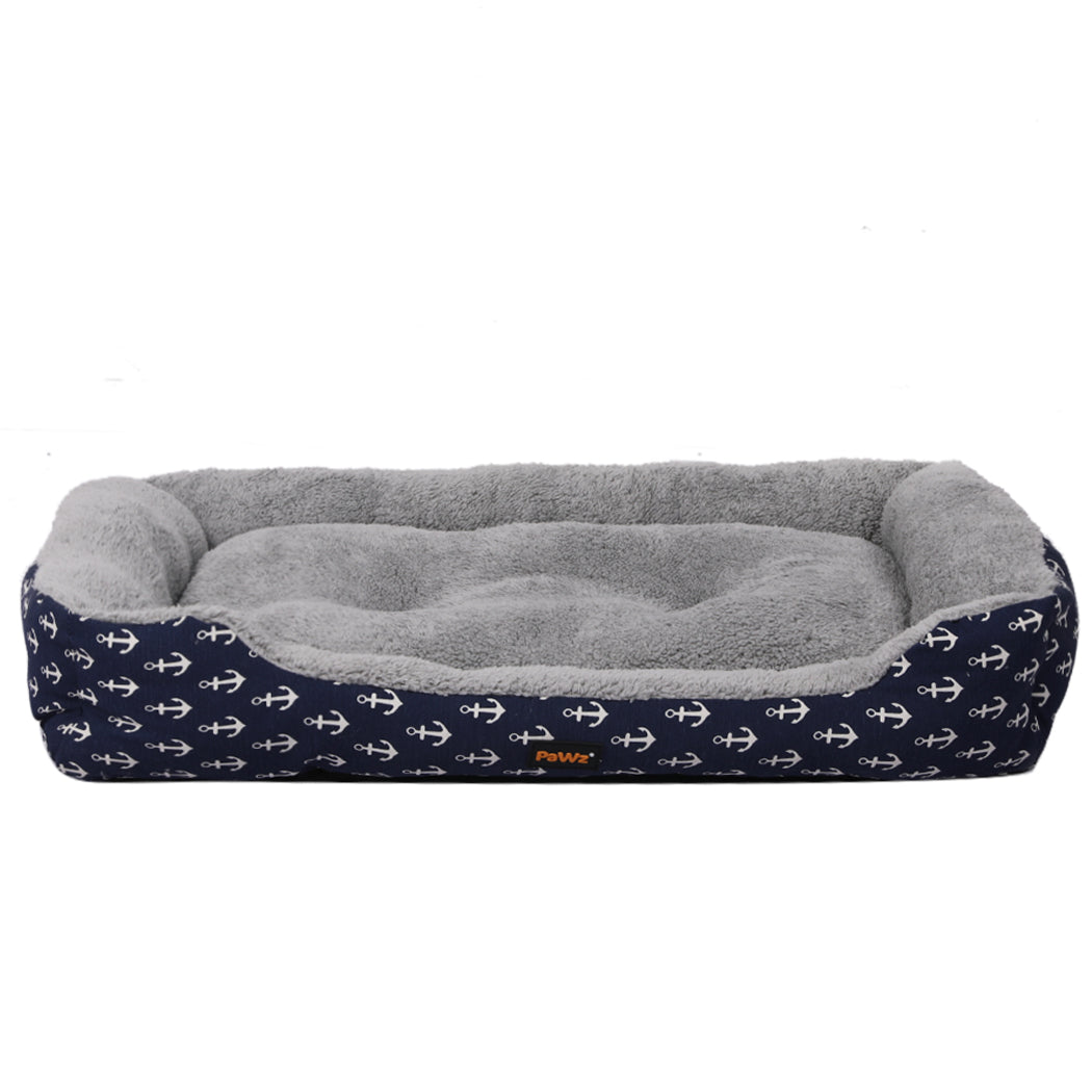 PaWz Pet Dog Cat Bed Deluxe Soft Cushion Lining Warm Kennel Navy Anchor XL PaWz