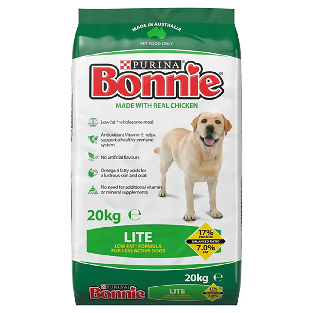 Bonnie Adult All Breed Real Chicken For Less Active Overweight Dry Dog Food 20kg Bonnie