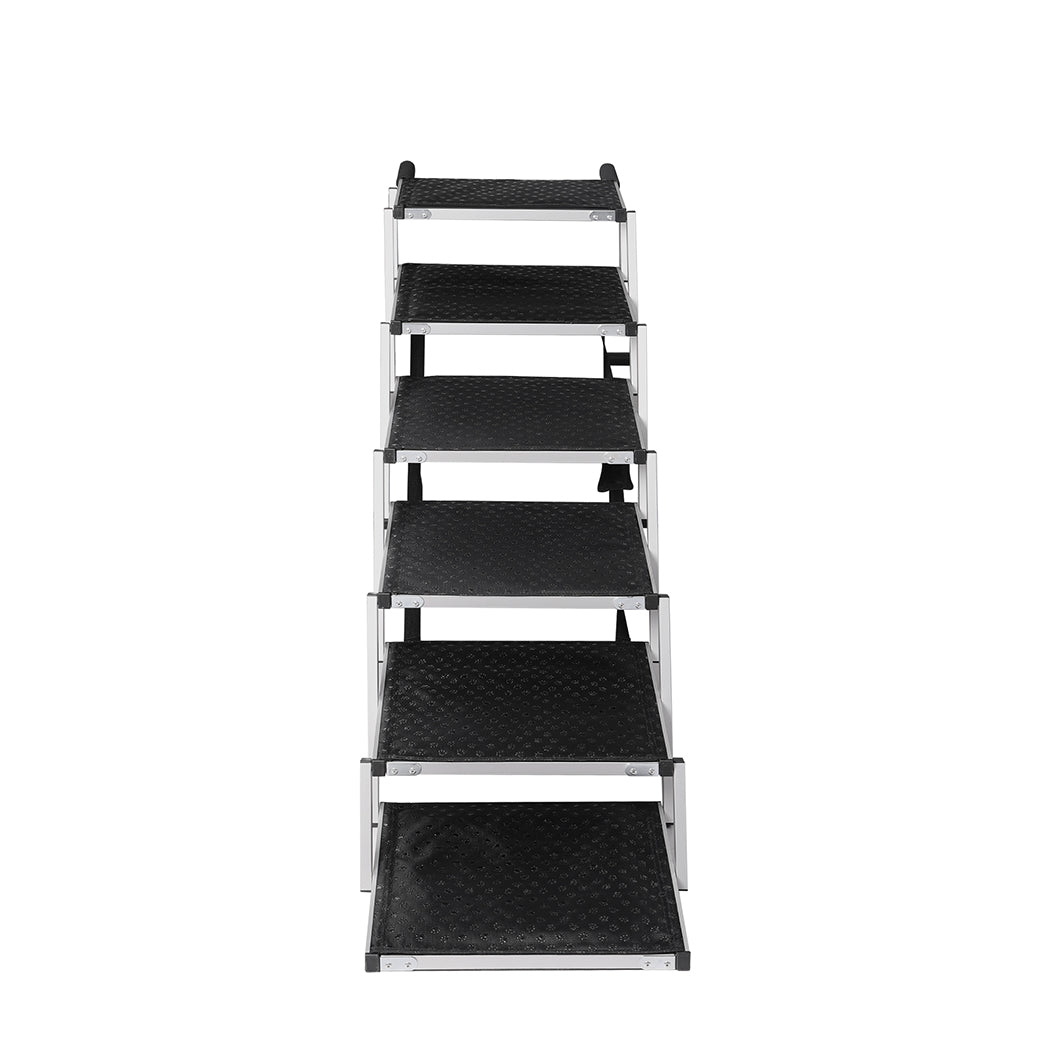 PaWz 6 Steps Dog Ramp Adjustable Height Stair Car Dog Folding Portable Aluminium PaWz