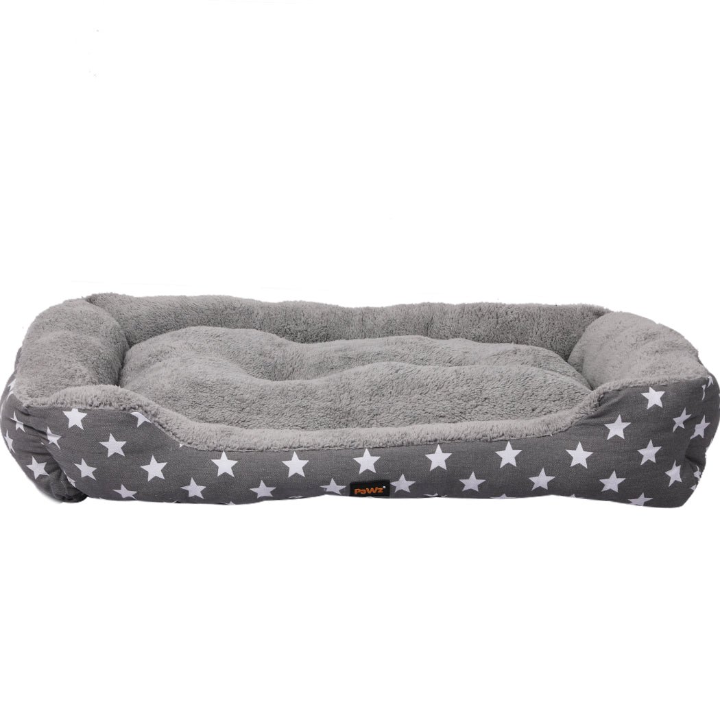 PaWz Pet Dog Cat Bed Deluxe Soft Cushion Lining Warm Kennel Grey Star L PaWz