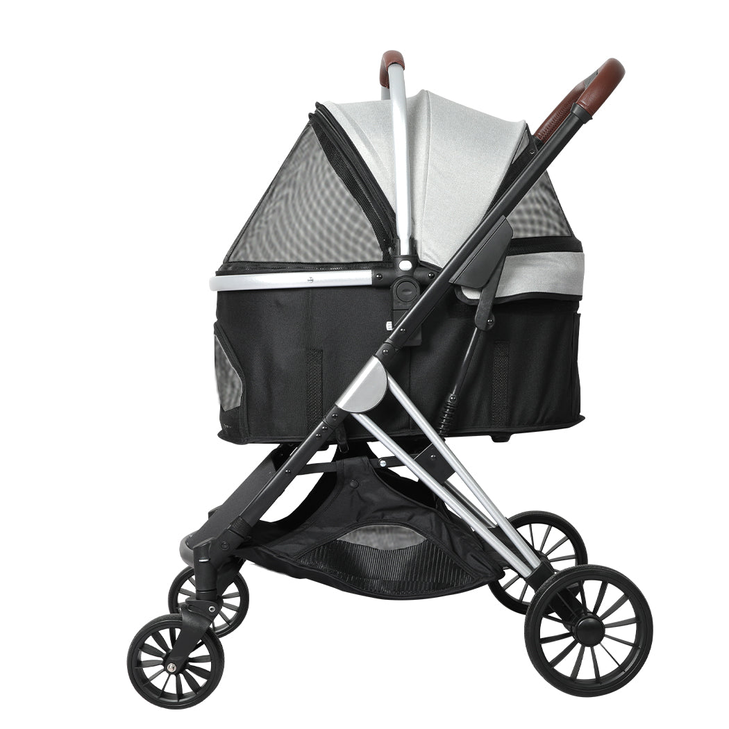 PaWz 4 Wheels Pet Stroller Dog Cat Pram Carrier Travel Foldable Aluminium 50kg PaWz