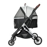 PaWz 4 Wheels Pet Stroller Dog Cat Pram Carrier Travel Foldable Aluminium 50kg PaWz