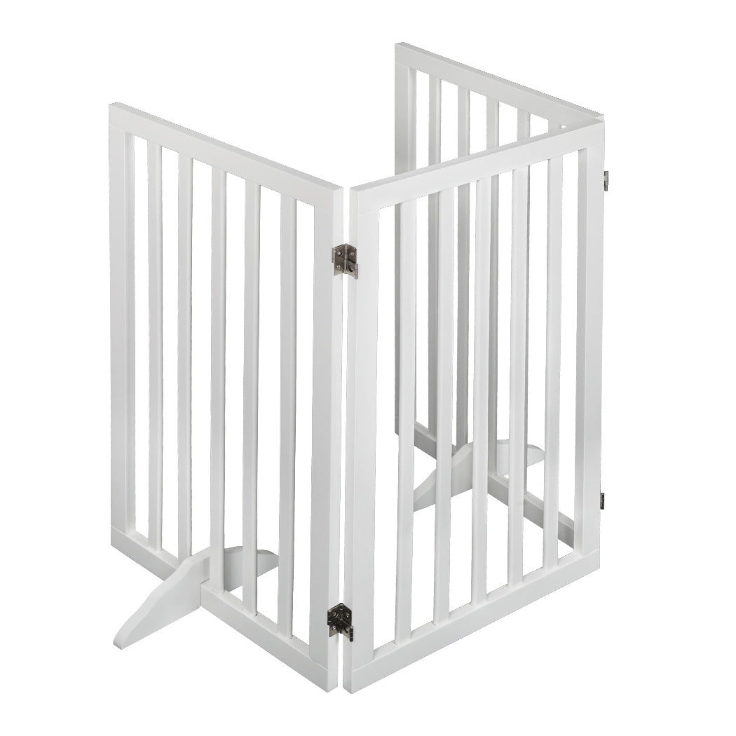 PaWz Wooden Pet Gate Dog Fence Safety Stair Barrier Security Door 3 Panel Large Petsleisure